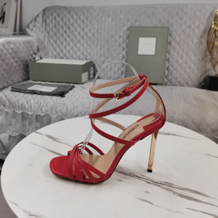 Tom Ford 11cm Genuino Ida Sandália Em Vermelho