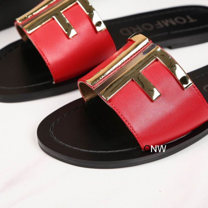 Tom Ford Couro TF Logotipo da Televisão Slide Em Vermelho