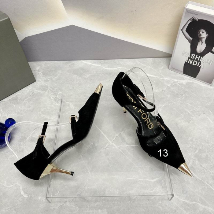 Tom Ford 7,5 cm Duas Cinta Metálica-Tampão do Dedo do pé de Veludo Bombas Preto