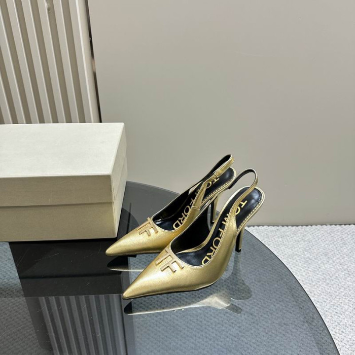 Tom Ford 10cm de Couro Angelina Slingback Em Amarelo