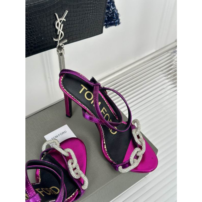 Tom Ford 10cm Corrente de Prata Sandália Em Roxo