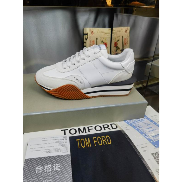 Tom Ford, Camurça, Tecido Técnico James Sapatilha Em Branco 046