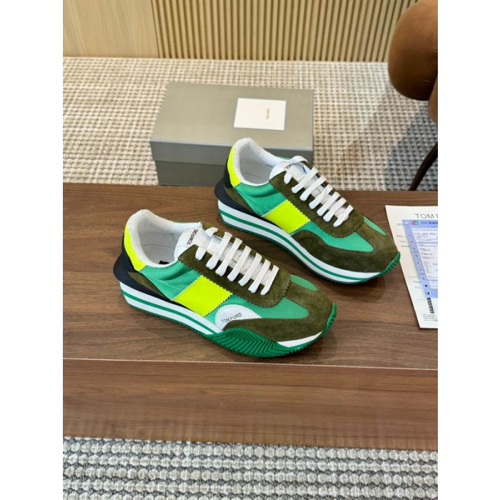 Tom Ford, Camurça, Tecido Técnico James Sapatilha Verde 026