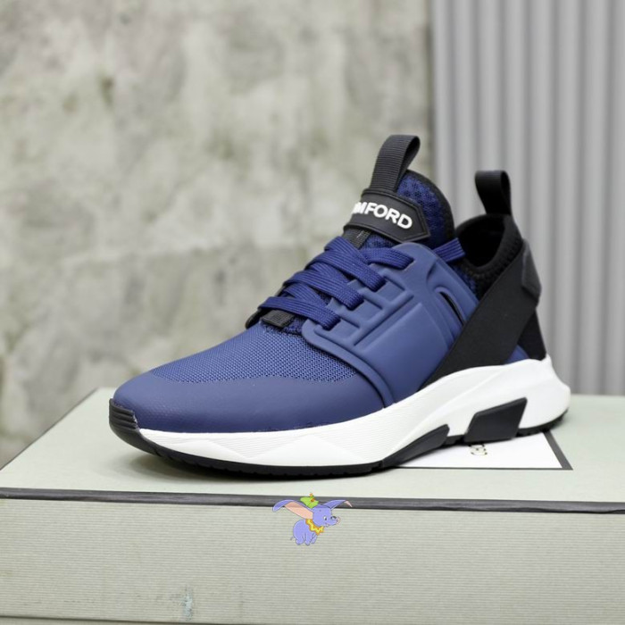 Tom Ford Malha De Nylon Jago Baixo-Superior Sapatilha Em Blue14
