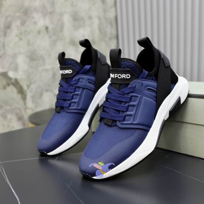 Tom Ford Malha De Nylon Jago Baixo-Superior Sapatilha Em Blue14