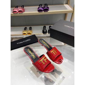 Tom Ford 4,5 cm de Crocodilo TF Logotipo Slide Em Vermelho