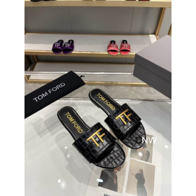 Tom Ford Crocodilo TF Logotipo Slide Em Preto