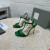 Tom Ford de 10,5 cm e Brilhante em Couro de Prata, Corrente de Metal Angelina Sandália Verde