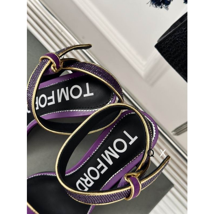 Tom Ford 10cm Bársony Aszimmetrikus Kristály Szandál A Purple04