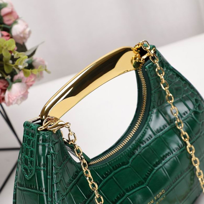 Tom Ford Női Mini Krokodil Mintás Válltáska, Zöld
