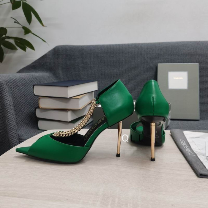 Tom Ford Bőr Fém Nyitva Toe Szivattyúk Zöld