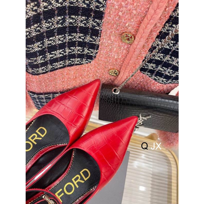 Tom Ford Krokodil Minta Lakat Boka Wrap Hegyes Toe Szivattyúk Piros