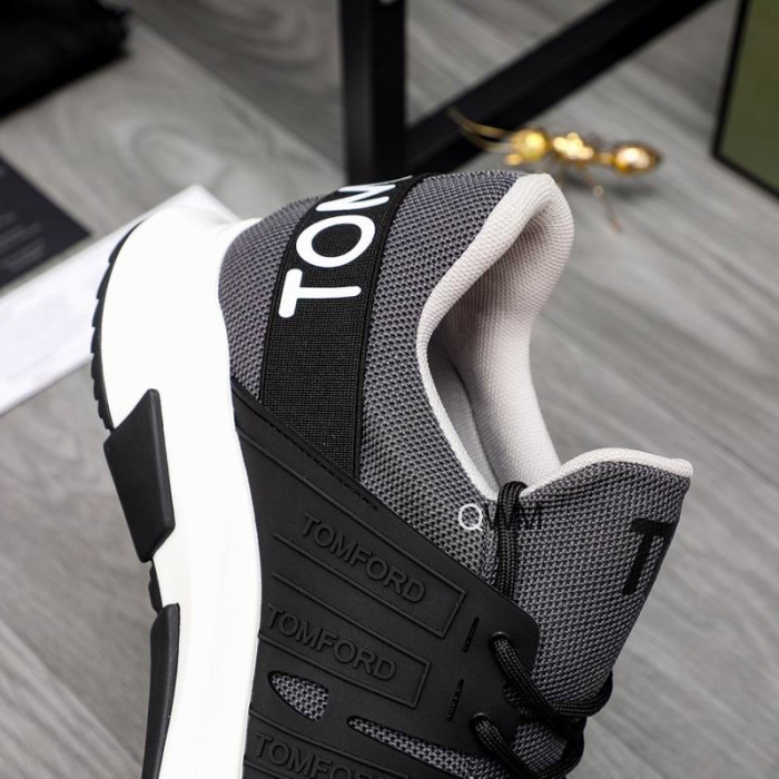 Tom Ford Nylon Mesh Lace-Up Low-Top Sneakers In Black