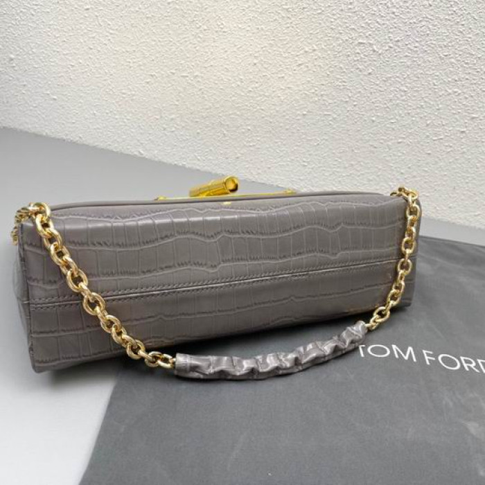 Tom Ford Női Krokodil Váll Táska Szürke