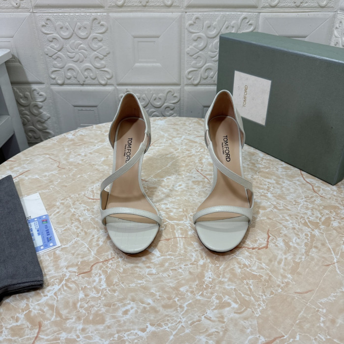 Tom Ford 10.5 cm Krokodil Magas Sarkú Szandál Fehér