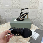 Tom Ford 10.5 cm Lepecsételt Krokodil Bőr Paradis Ketrec Szandál Fekete