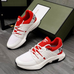 Tom Ford-Nylon Háló Lace-Up Alacsony Szárú Tornacipő, Fehér/Piros