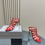 Tom Ford 10cm Nyomtatott Krokodil Ketrecbe zárt Bőr Szandál Piros