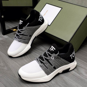 Tom Ford-Nylon Háló Lace-Up Alacsony Szárú Tornacipő, Fehér/Szürke