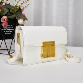 Tom Ford Bőr, Arany Logó Csat Mini Válltáska Fehér 