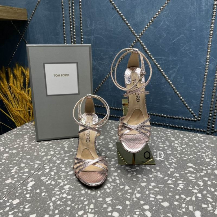 Tom Ford 10.5 cm Lannaithe Stampáilte Python Ida Sandal I Champagne