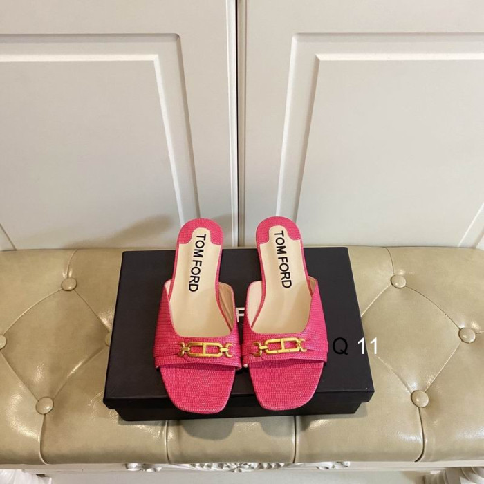 Tom Ford Laghairt Lógó-Plaic Maol Sandal Pink