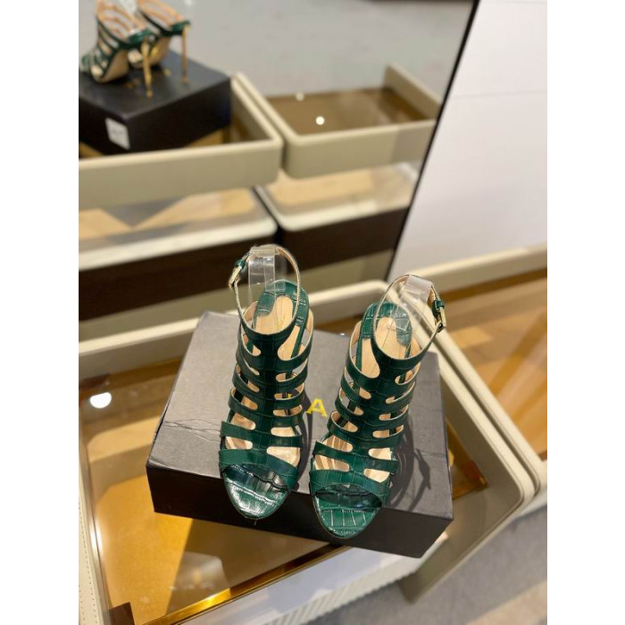 Tom Ford 10.5 cm Lonracha Stampáilte Crogall Leathar Paradis Cage Sandal I Glas
