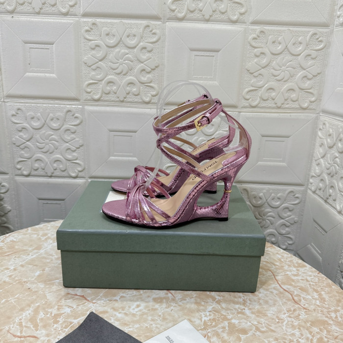 Tom Ford 10.5 cm Snake Priontáil Strappy Ard-Súil Sandal Pink