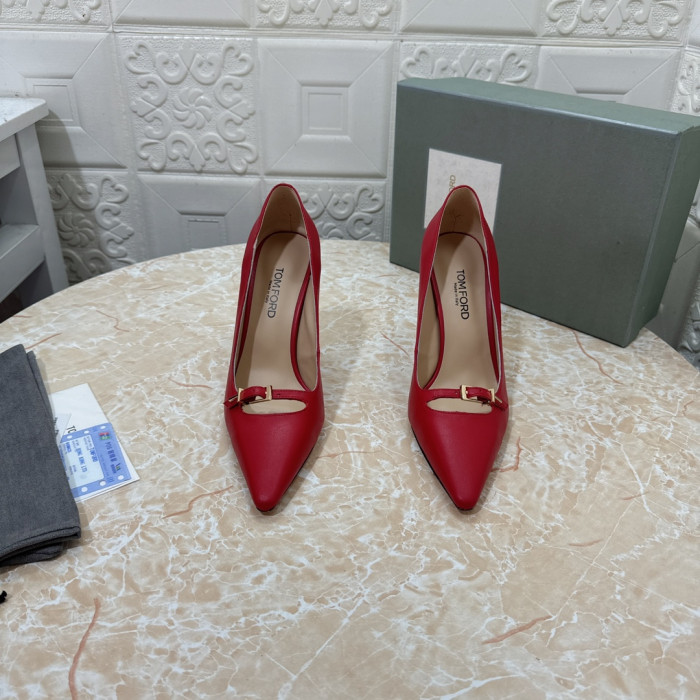 Tom Ford 10.5 cm Leathar Luaigh Ladhar Heels Ard Dearg