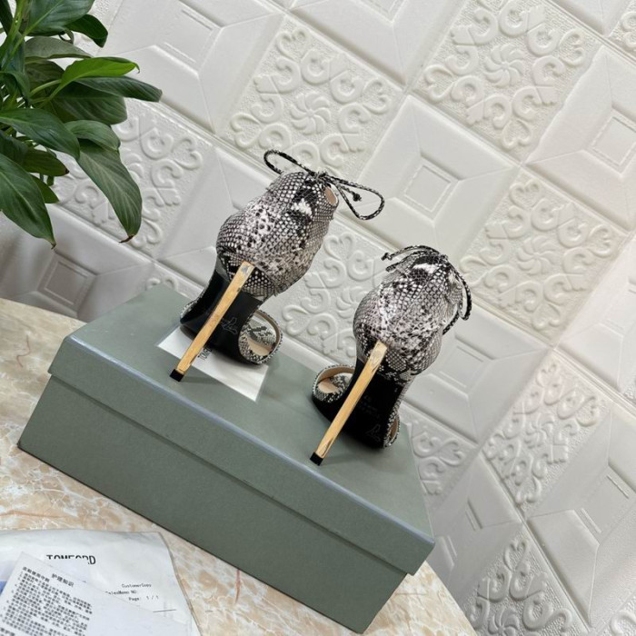 Tom Ford 10.5 cm Clóite Snakeskin Sandal I Airgid