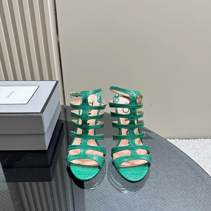Tom Ford 10cm Clóite Crogall Caged Leathar Sandal I Glas