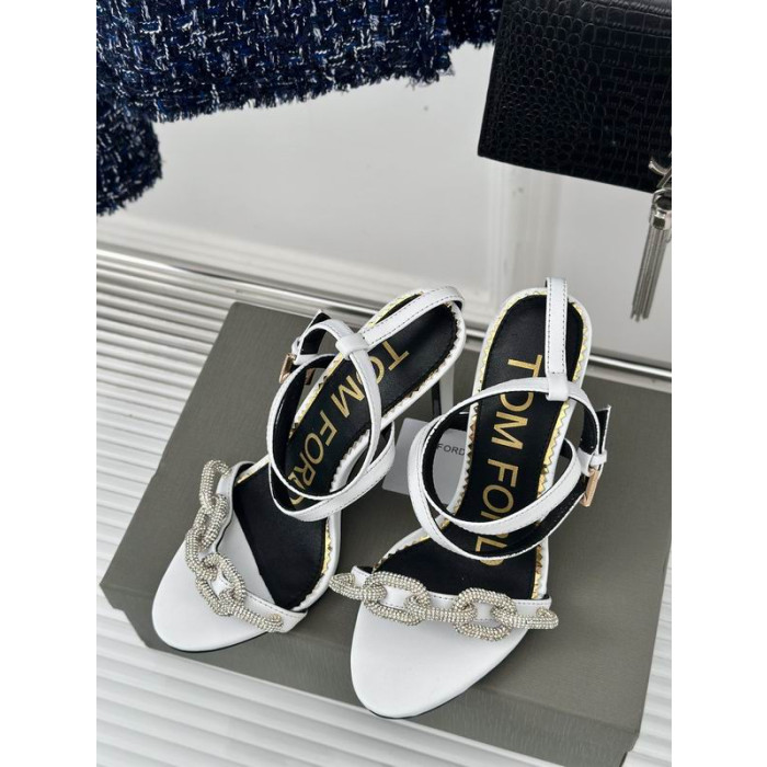Tom Ford 10cm Leathar Silver Slabhra Sandal I Bán