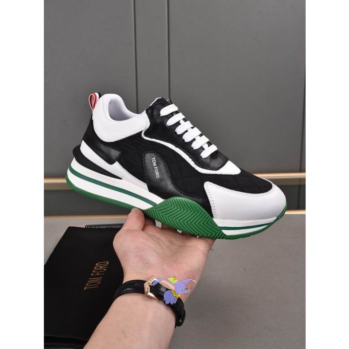 Tom Ford Leathair Íseal-Barr Sneaker I Dubh