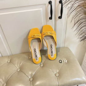 Tom Ford Laghairt Lógó-Plaic Maol Sandal I Buí
