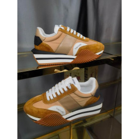 Tom Ford Suede Teicniúil Fabraic James Sneaker I Solas Brown 009