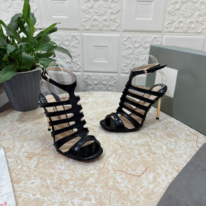 Tom Ford 10.5 cm Timbrato in Pelle di Coccodrillo Paradis Gabbia Sandalo In Nero
