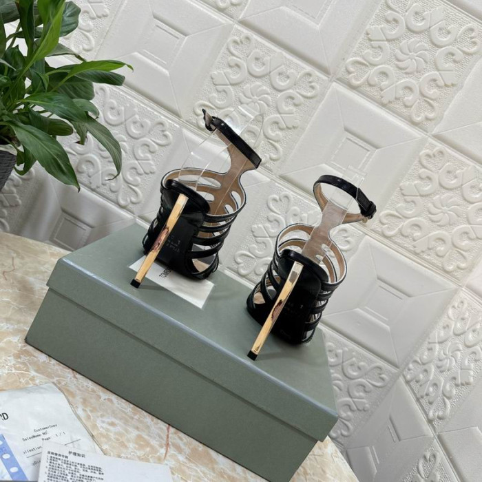 Tom Ford 10.5 cm Timbrato in Pelle di Coccodrillo Paradis Gabbia Sandalo In Nero