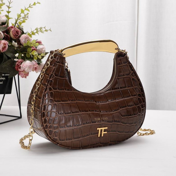 Tom Ford Womens Mini Stampa Coccodrillo Borsa A Tracolla Marrone