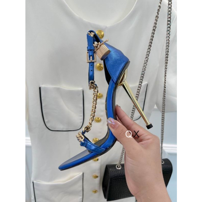 Tom Ford Brevetto In Pelle Catena Point-Toe Ankle-Strap Sandali Blu