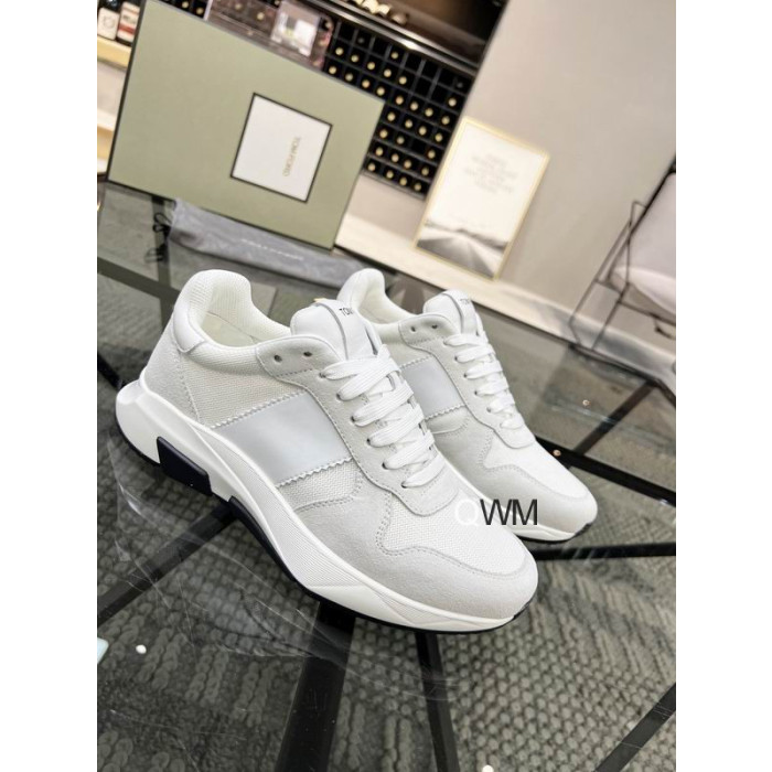 Tom Ford Black Tecniche Low-Top Sneaker In Bianco