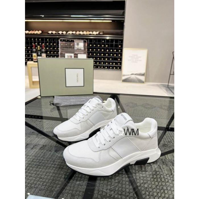Tom Ford Black Tecniche Low-Top Sneaker In Bianco