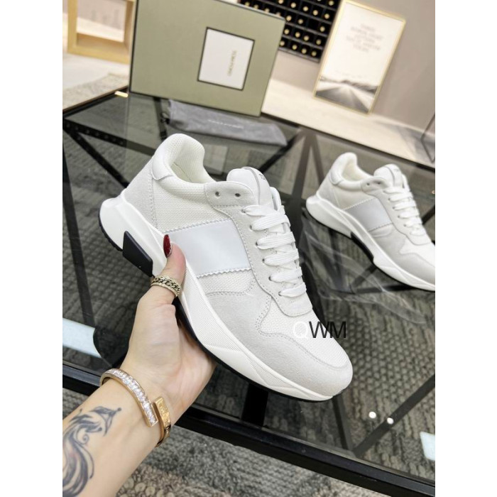 Tom Ford Black Tecniche Low-Top Sneaker In Bianco