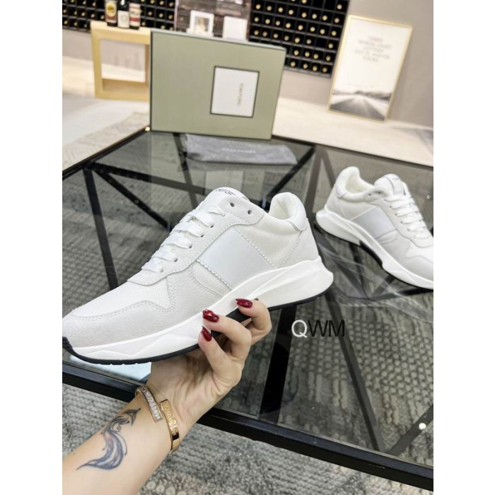 Tom Ford Black Tecniche Low-Top Sneaker In Bianco