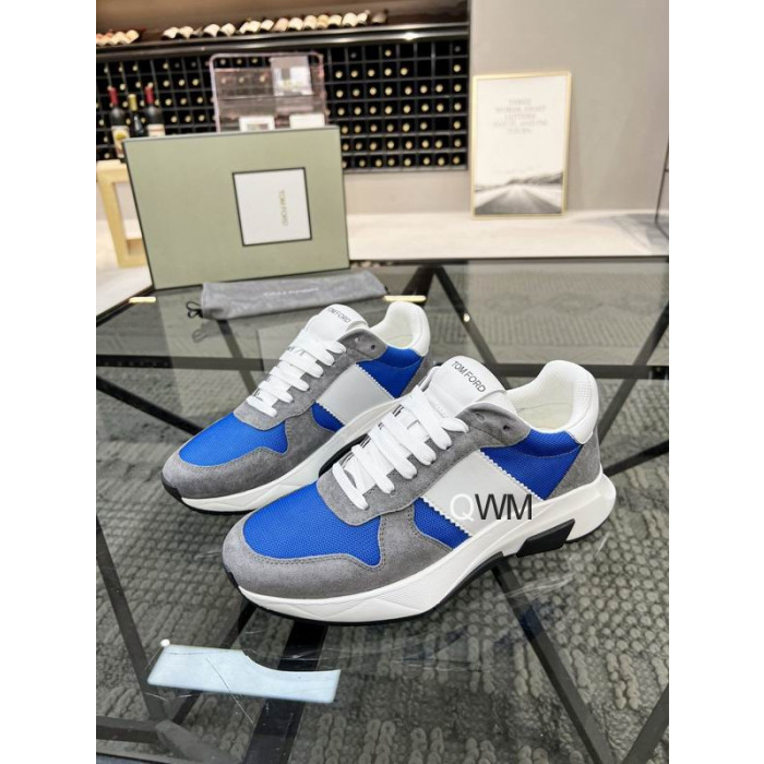 Tom Ford Black Tecniche Low-Top Sneaker In Grigio/Blu