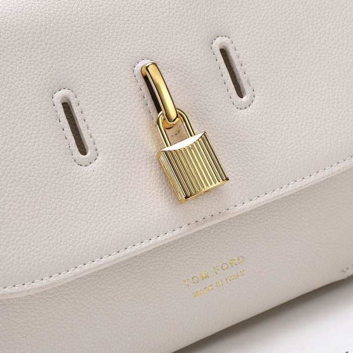 Tom Ford Donna Textured-Leather Mini Bag A Tracolla In Bianco
