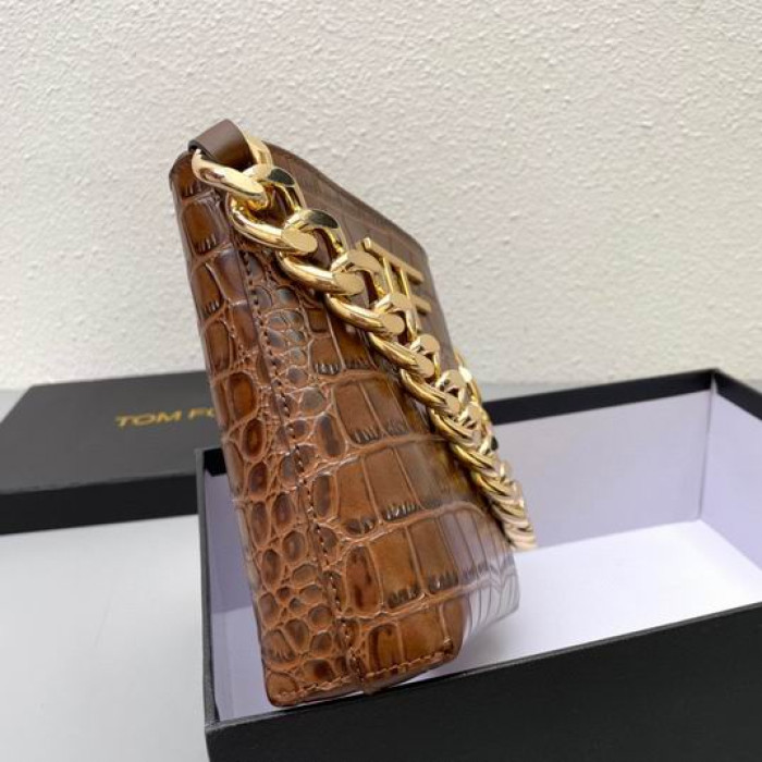 Tom Ford Spessa Catena Di Coccodrillo Modello Di Borsa Sottobraccio In Marrone