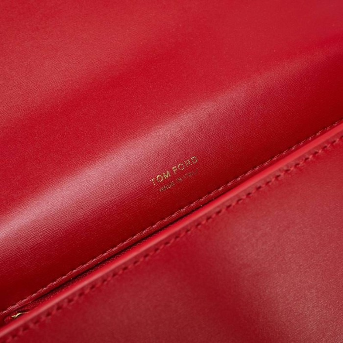 Tom Ford Oro Argento Catena completo di Borsa a Tracolla in pelle Borsa in Pelle Rosso 