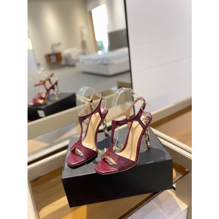 Tom Ford 10.5 cm Timbrato Coccodrillo Catena d'Oro Angelina Sandalo In Claret