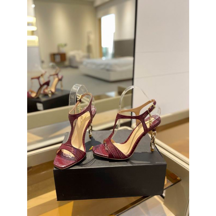Tom Ford 10.5 cm Timbrato Coccodrillo Catena d'Oro Angelina Sandalo In Claret