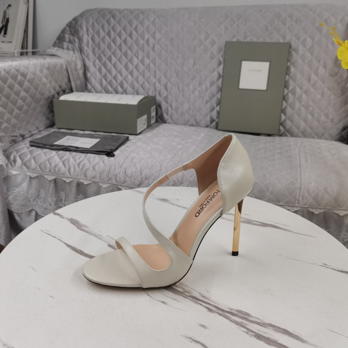 Tom Ford 10.5 cm in Pelle di Coccodrillo Tacco Alto Sandalo In Bianco